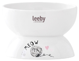 Leeby - Gamelle Sur&eacute;lev&eacute;e Inclin&eacute;e en C&eacute;ramique pour Chats - 300ml