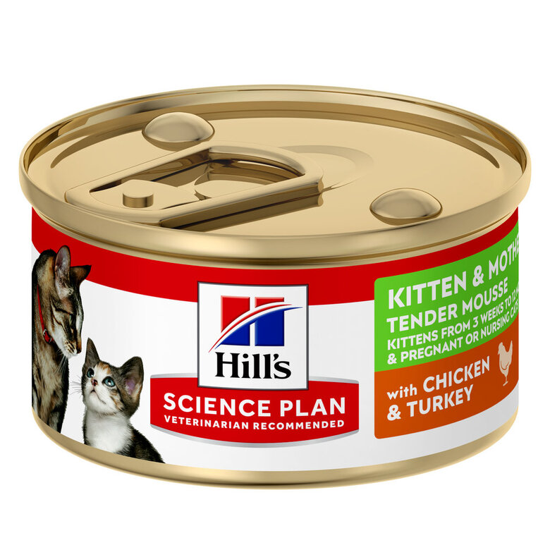 Hill's Science Plan Kitten & Mother - Mousse Fondante pour Chaton et Chatte allaitante au Poulet et à la Dinde - Boite 24x85g image number null