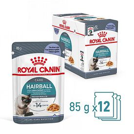 ROYAL CANIN - SACHET FRAICHEUR HAIRBALL EN GELEE CHAT ADULTE REDUCTION DES BOULES DE POILS - 12x85g