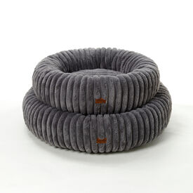 Leeby - Panier Donut en Velours C&ocirc;tel&eacute; Gris pour Chien