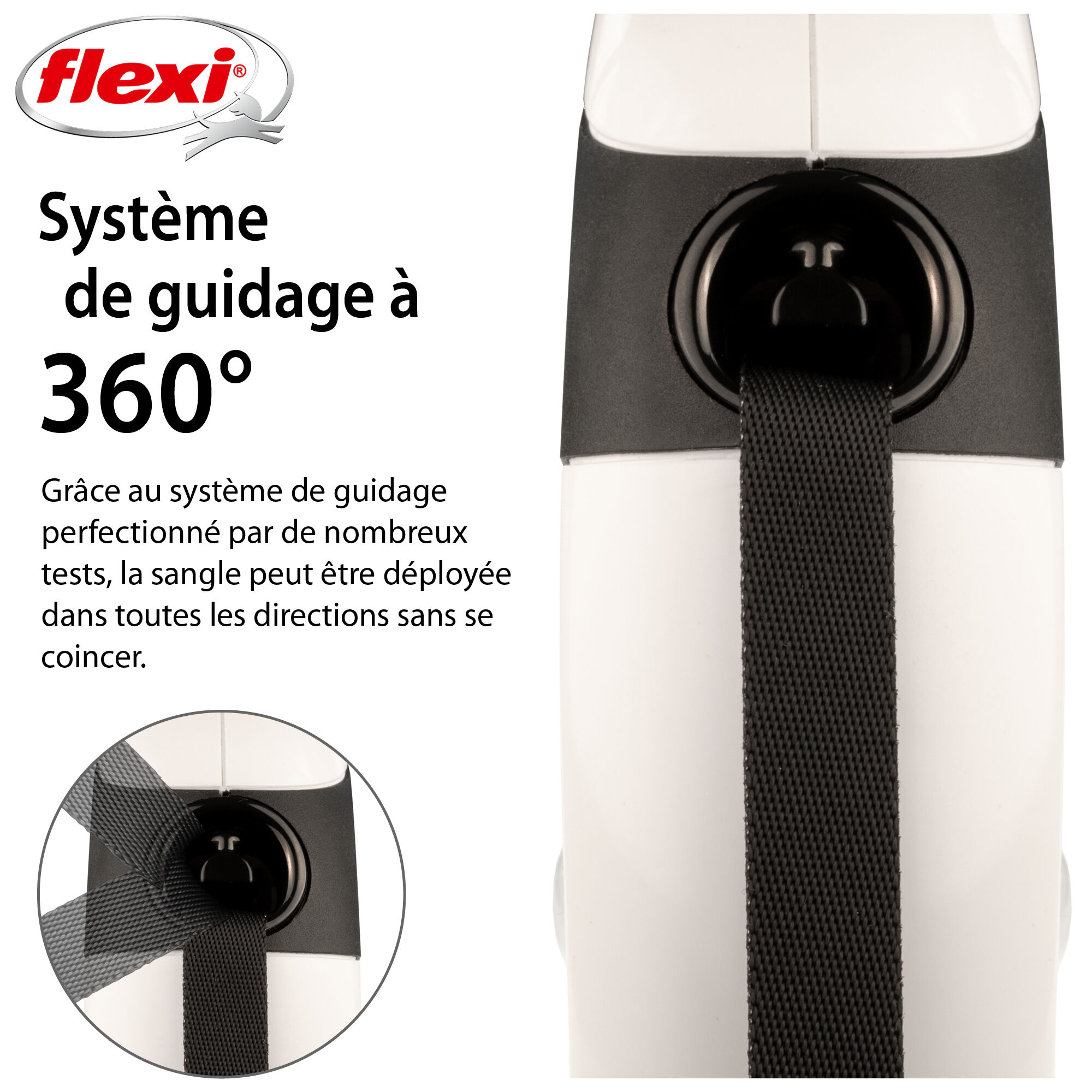 Flexi - Laisse &agrave; Enrouleur One Sangle pour Chiens - 5m Blanc/Noir Image num&eacute;ro 2