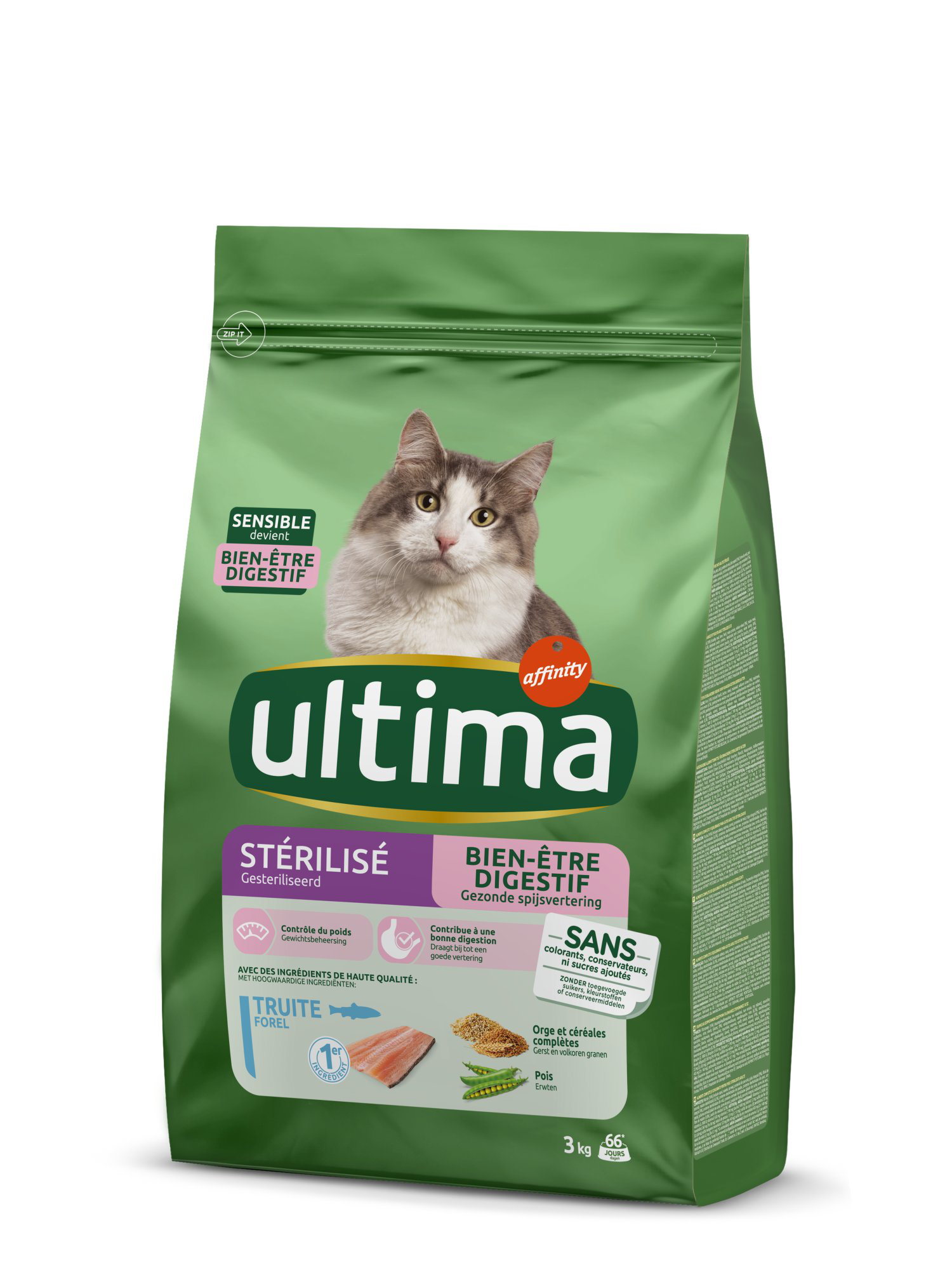 Ultima - Croquettes Chat St&eacute;rilis&eacute; Bien &Ecirc;tre Digestif - 3 kg Image num&eacute;ro 2