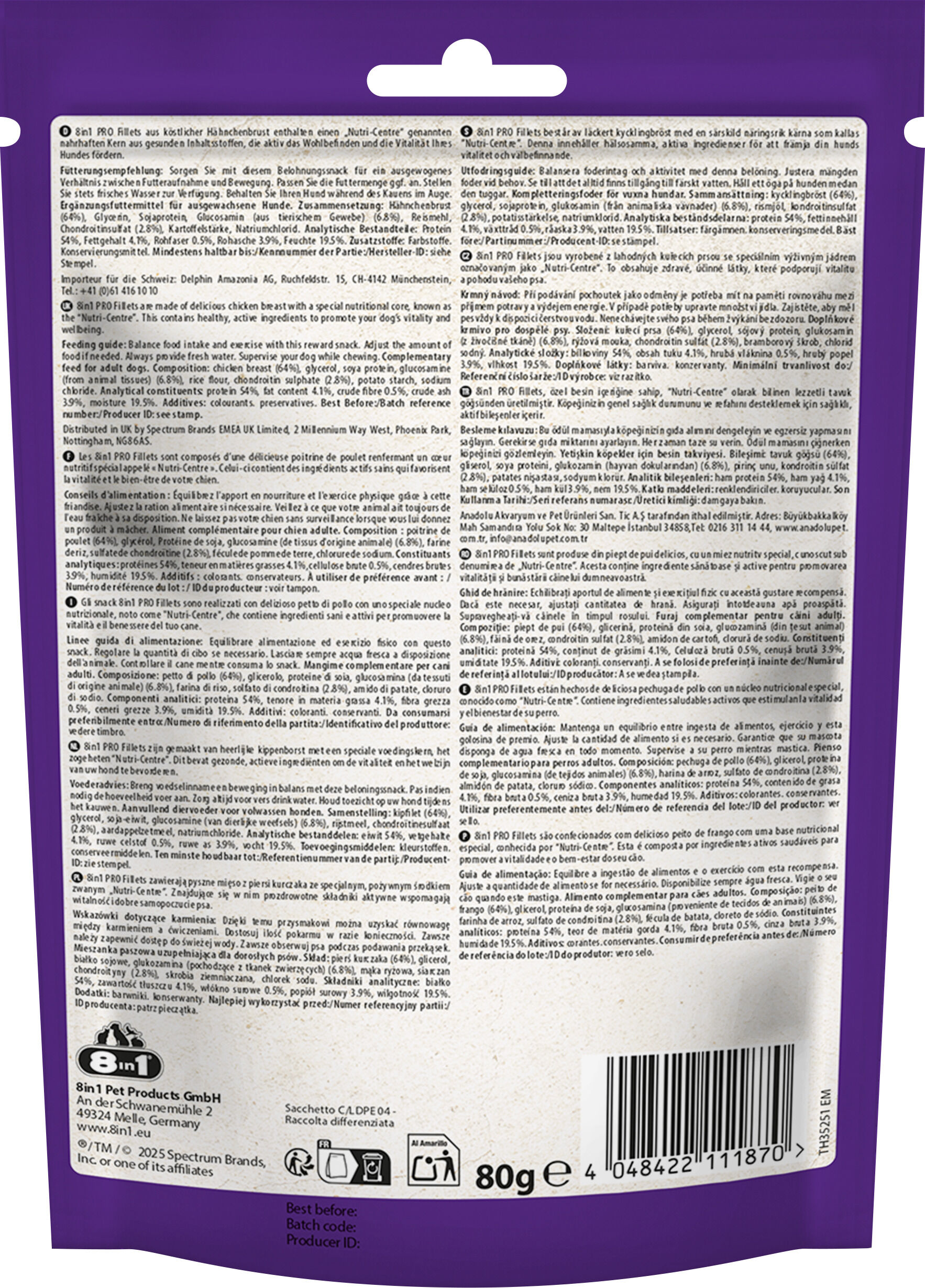 8in1 - Friandises Fillets Pro Active pour Chiens - 80g Image num&eacute;ro 3