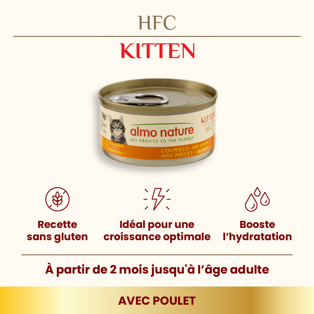 Almo Nature - P&acirc;t&eacute;e en Bo&icirc;te HFC Natural Kitten Poulet pour Chaton - 70g Image num&eacute;ro 2