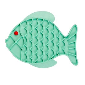 Duvoplus - Tapis à Lécher Forme Poisson Vert pour Chiens et Chats - 23,5x18,5x0,8cm