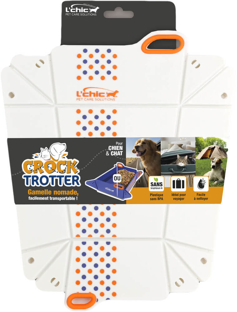 L'Chic - Gamelle Nomade Crock-Trotter pour Chien et Chat - Blanc Image num&eacute;ro 1