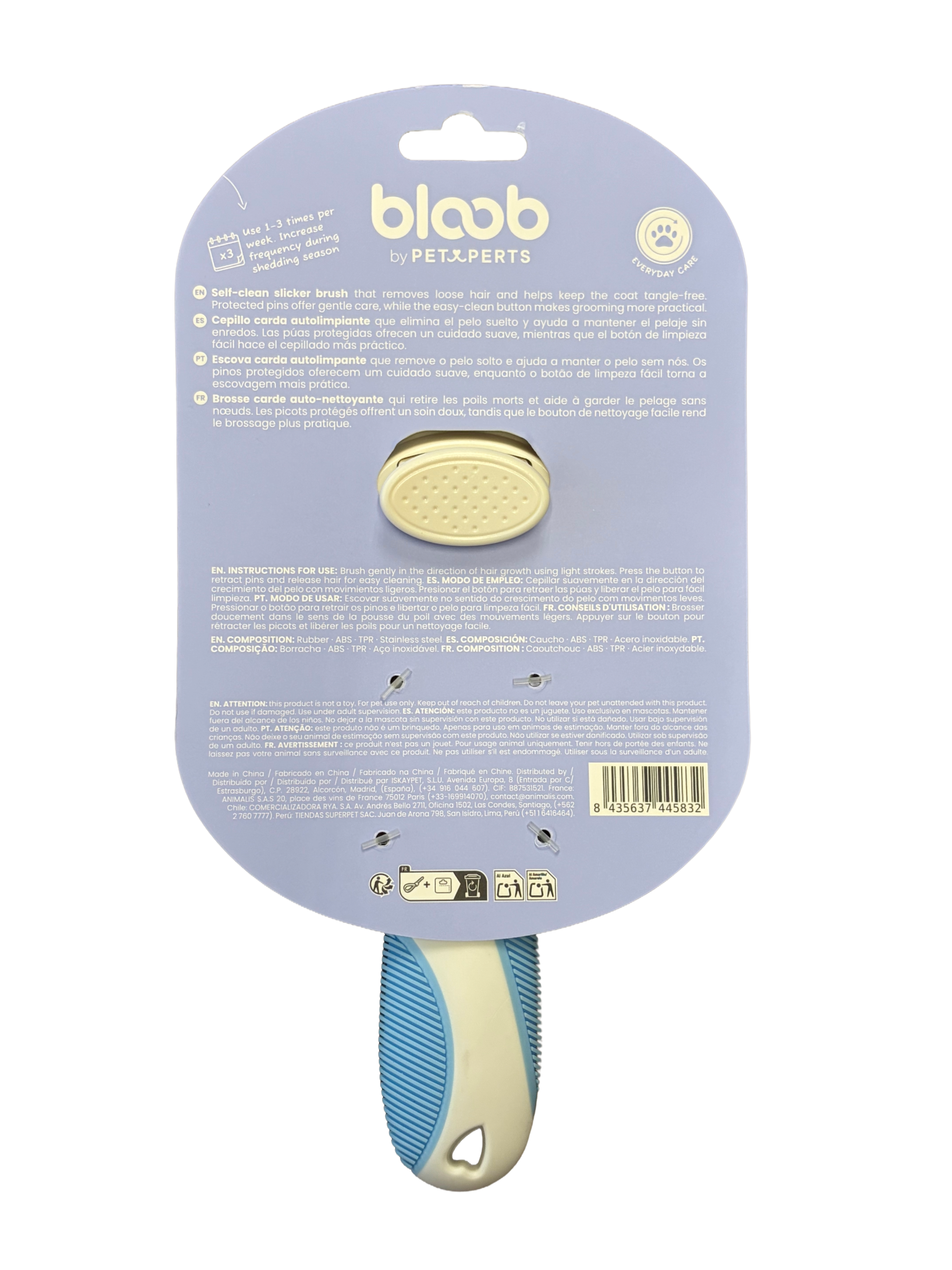 Bloob - Brosse Carde Auto-Nettoyante pour Chiens - x1 Image num&eacute;ro 3