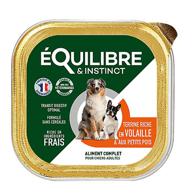 Equilibre & Instinct - Pâtée à la Volaille et Petits Pois pour Chien - 300g