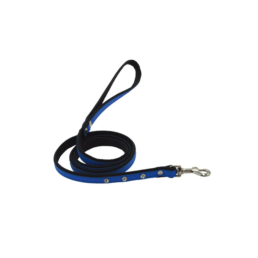 Comme Un Roi - Laisse Cuir et Strass So Trendy Bleu / Noir pour Chien et Chat - 120cm Image num&eacute;ro 1