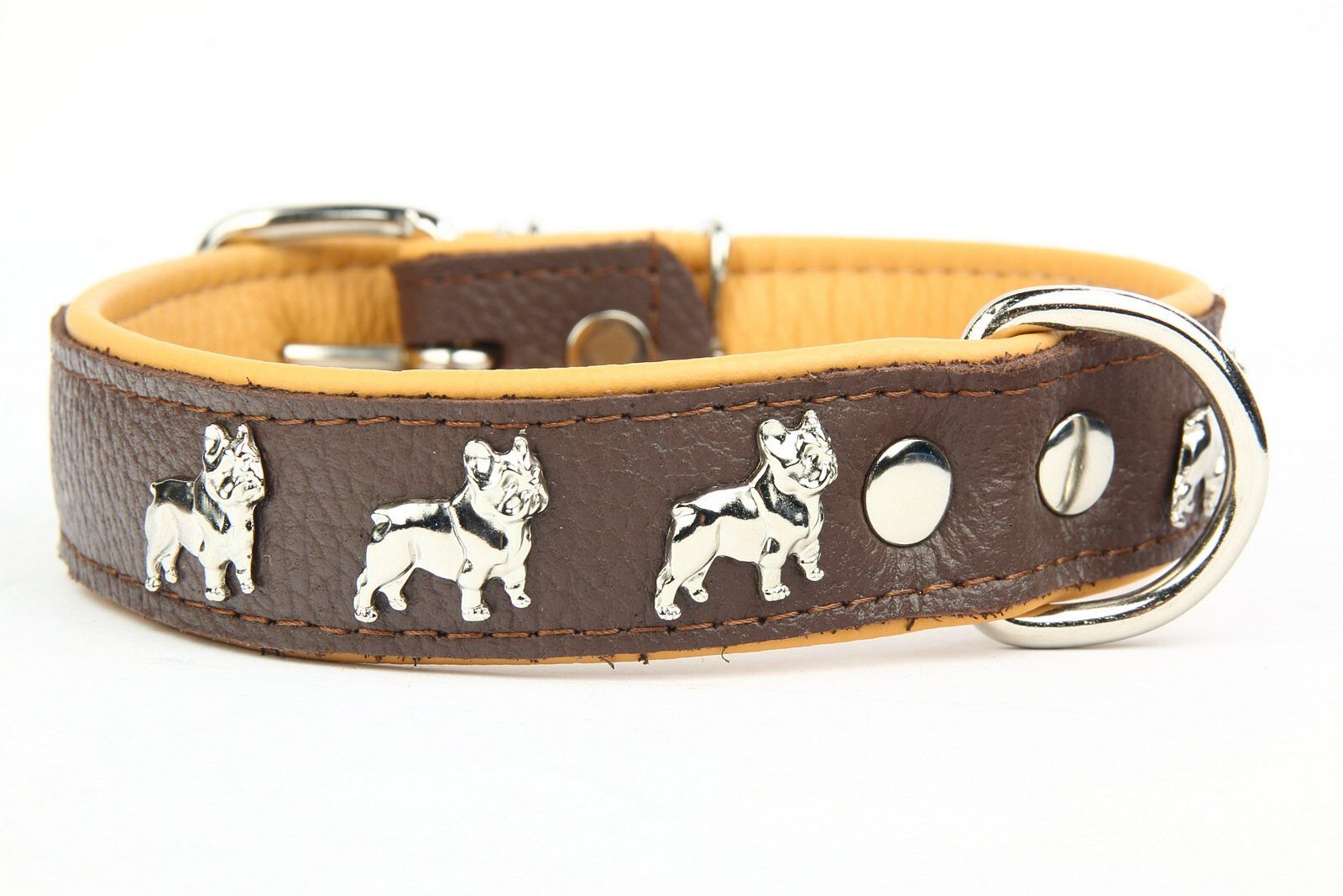 Yogipet - Collier Super Bouledogue Fran&ccedil;ais Cuir pour Chien Marron - T60 41/55cm Image num&eacute;ro 4
