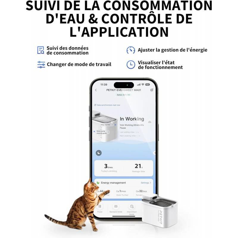 Petkit - Fontaine &agrave; Eau EVERSWEET MAX Connect&eacute;e pour Chiens et Chats - 3L Image num&eacute;ro 5