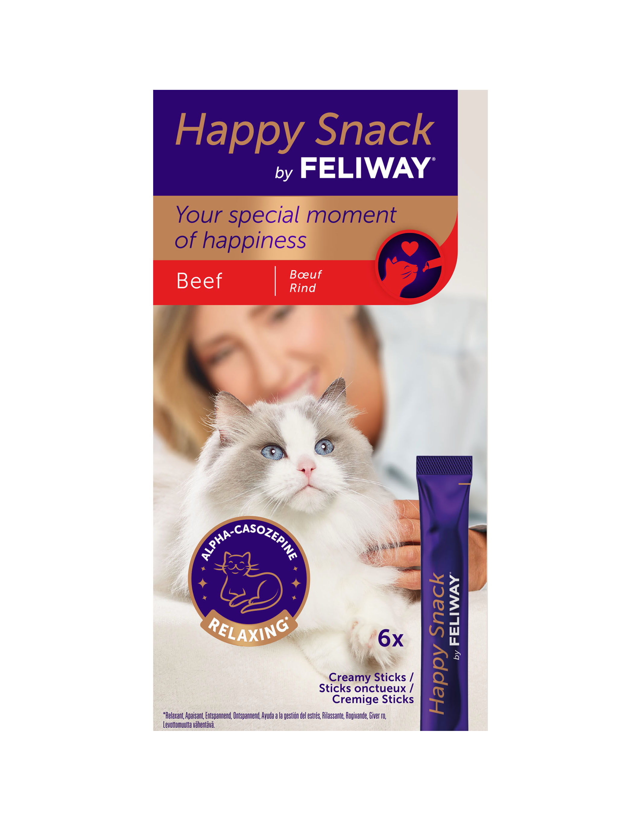 Feliway - Sticks Onctueux Happy Snack au B&oelig;uf pour Chats - x6 Image num&eacute;ro 1
