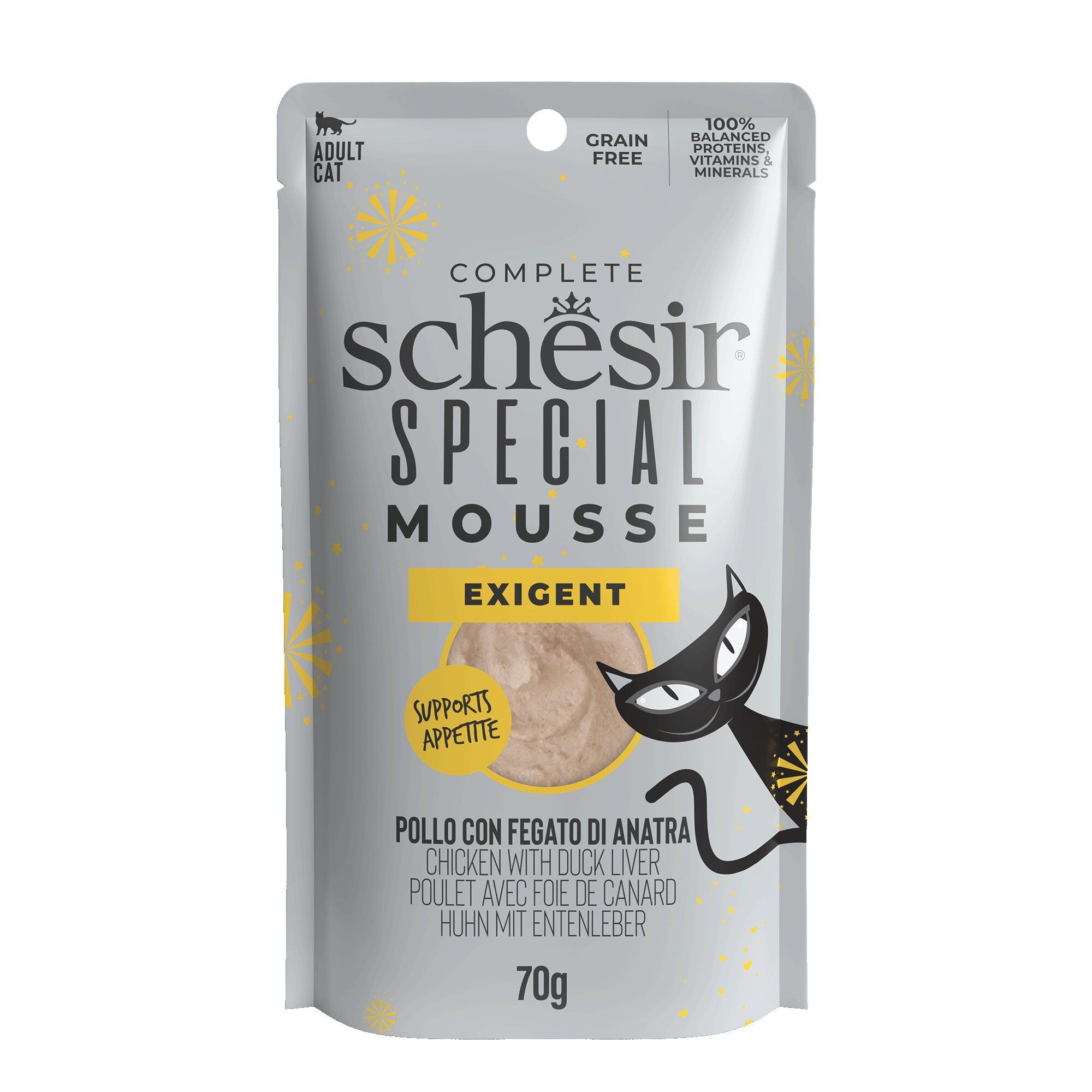 Schesir - Sachet Mousse Exigent Au Poulet et Foie de Canard Pour Chats - 70g Image num&eacute;ro 1