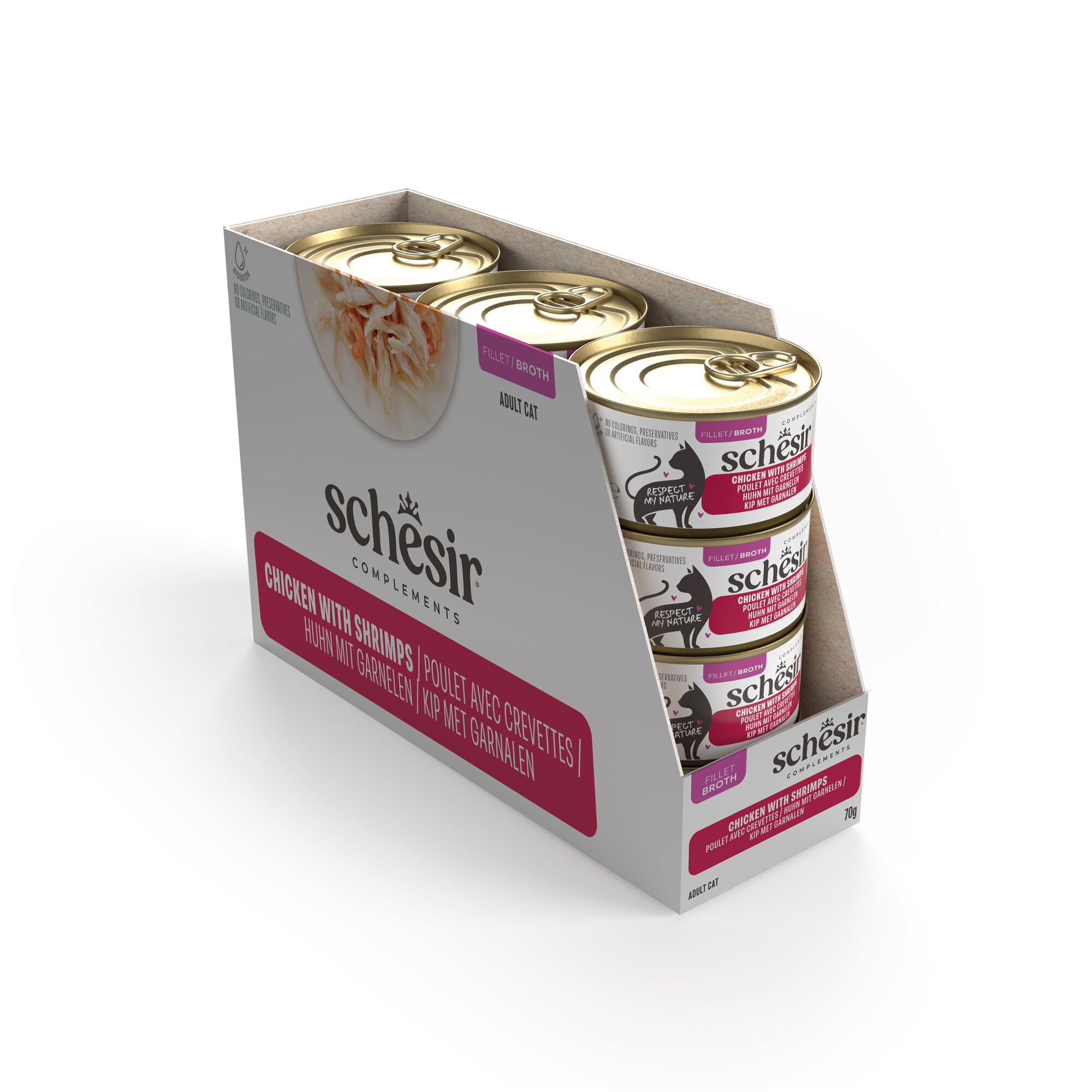Schesir - P&acirc;t&eacute;e en Gel&eacute;e Poulet Et Crevettes En Bouillon Pour Chats - 70g Image num&eacute;ro 3