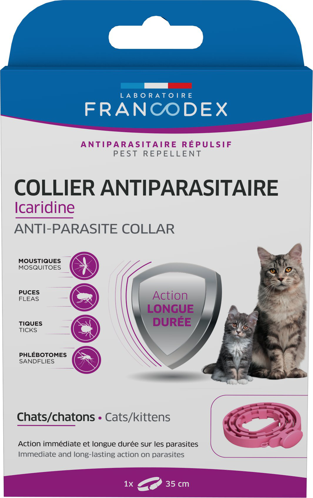 Francodex - Collier Antiparasitaire Icardine pour Chats et Chatons - Rose Image num&eacute;ro 1