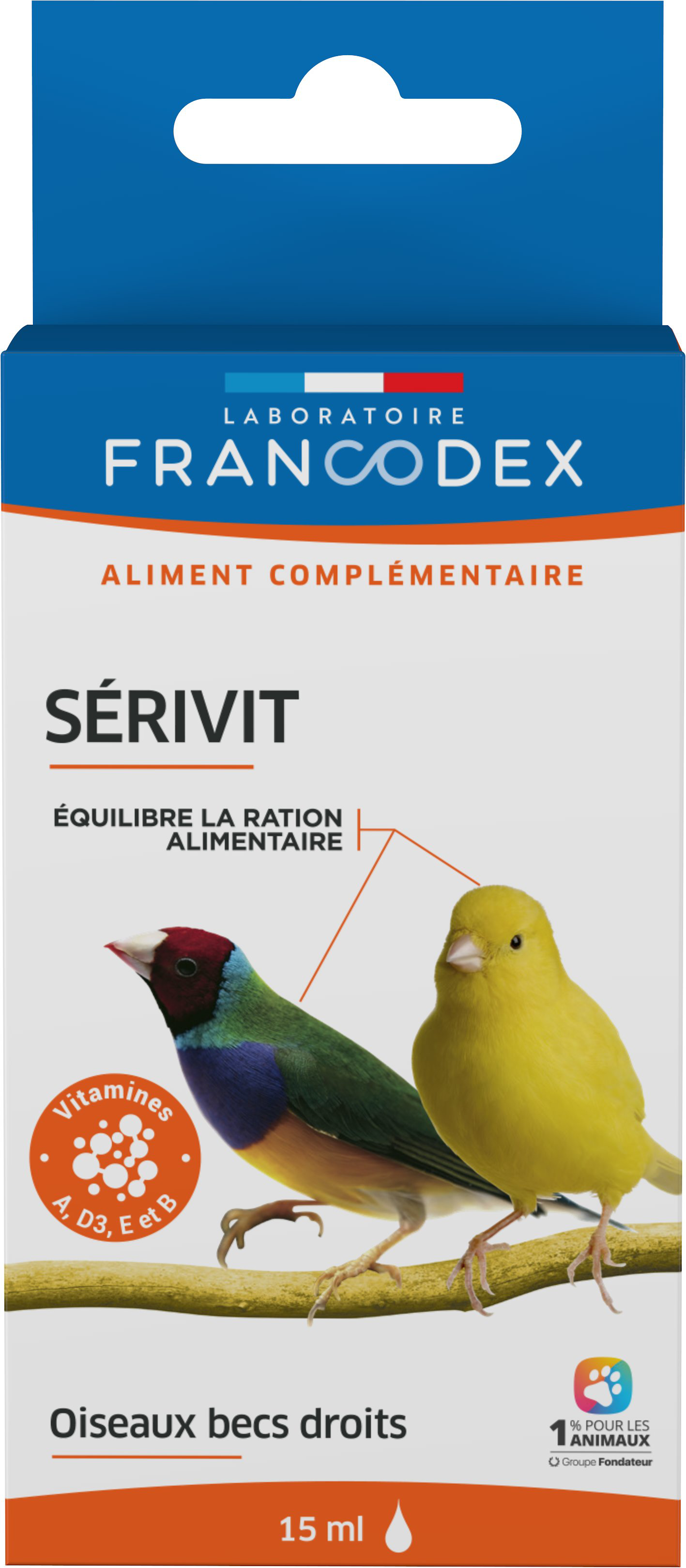 Francodex - Aliment S&eacute;rivit aux Vitamines et Oligo-&eacute;l&eacute;ments pour Bec Droit - 15ml Image num&eacute;ro 1