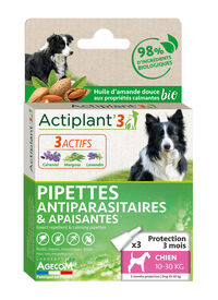 ActiPlant'3 - Pipettes Antiparasitaires et Apaisantes Bio pour Chien de Moyenne Taille - x3
