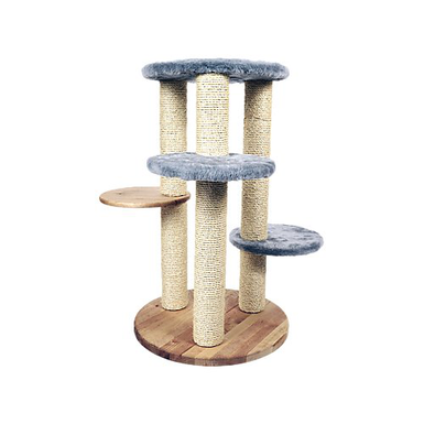 Comme Un Roi - Arbre à Chat Griffoir 3 Colonnes Fourrure Grise pour Chat - 90cm