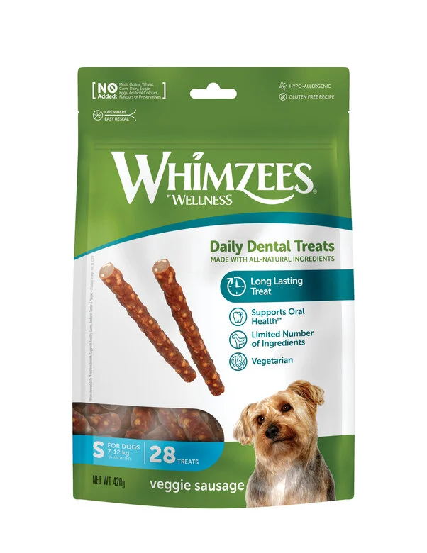 Whimzees - Friandises Saucisse Veggie Dog Treats S pour Chien - x28 Image numéro 1 Whimzees - Friandises Saucisse Veggie Dog Treats S pour Chien - x28 Image numéro 1