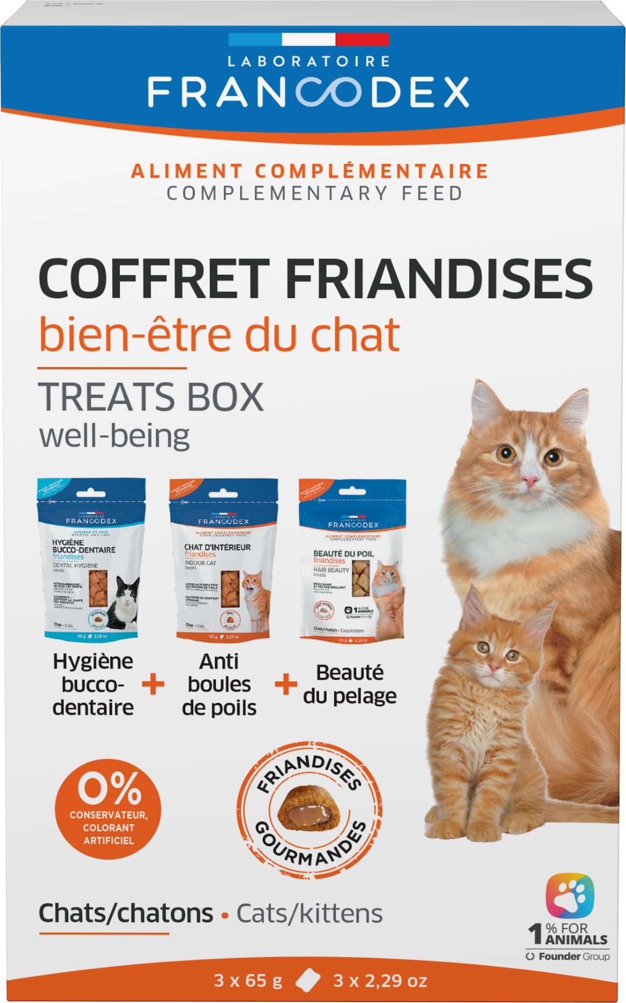 Francodex - Coffret Friandises Bien-&ecirc;tre du Chats - 3x65g Image num&eacute;ro 1