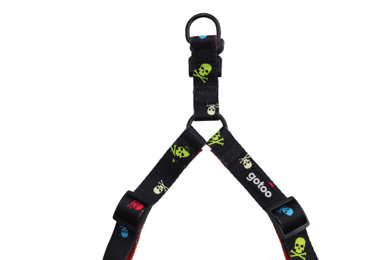 Gotoo - Harnais à Motif de Crânes Gris pour Chien - XS Image numéro 2 Gotoo - Harnais à Motif de Crânes Gris pour Chien - XS Image numéro 2