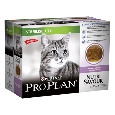 Pro Plan - Pâtée en Mousse Sterilised 7+ NutriSavour à la Dinde pour Chat - 10x85g