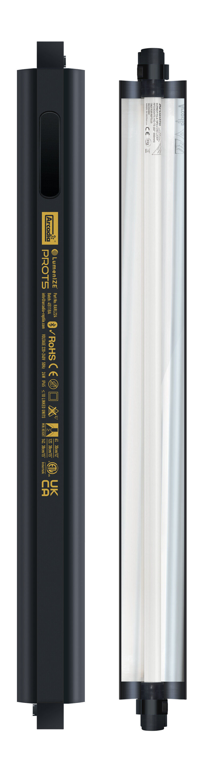 Arcadia - Luminaire Pro T5 Uvb Kit Dragonlamp 14% Uvb 24 Watt - R&eacute;ptiles Image num&eacute;ro 2