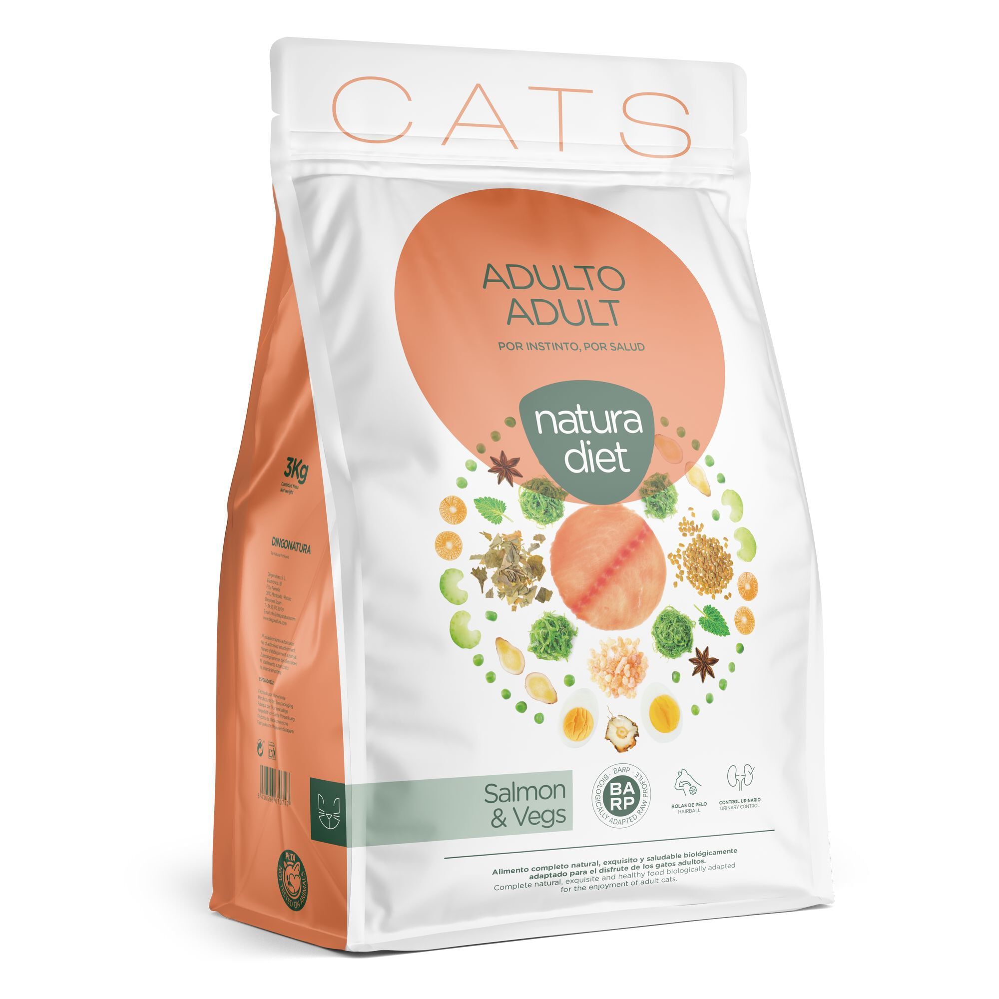 Natura Diet - Croquettes Adulte au Saumon pour Chat - 3Kg Image num&eacute;ro 1