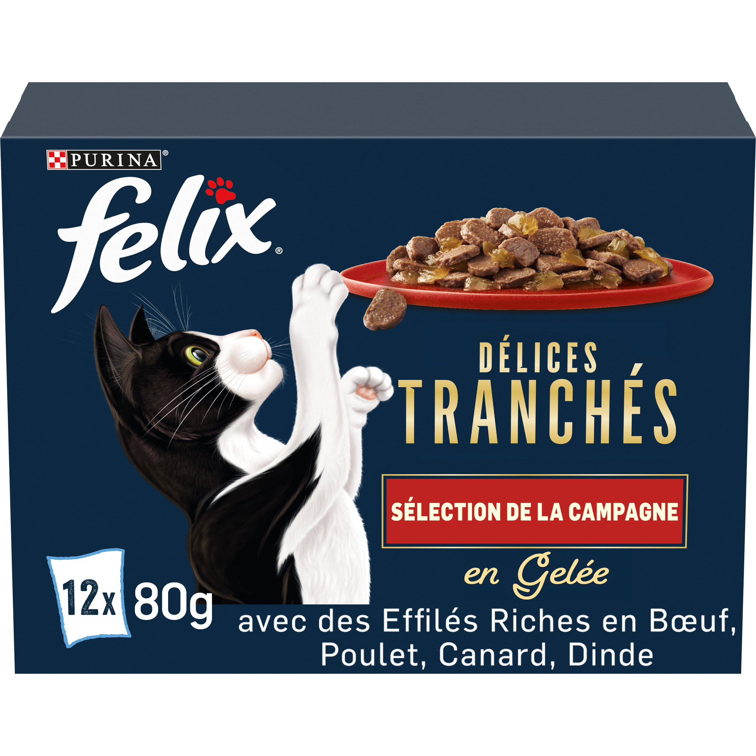 FELIX - Sachets Fra&icirc;cheur D&eacute;lices Tranch&eacute;s en Gel&eacute;e S&eacute;lection Campagne pour chats adultes - 12x80g Image num&eacute;ro 5