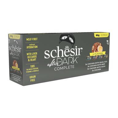 Schesir - Coffret After Dark Filets en Bouillon Pack 4 Variétés - 12x80g