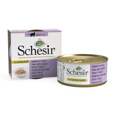 Schesir - Boîte Pâtée au Thon et Poulet en Bouillon pour Chat - 70g