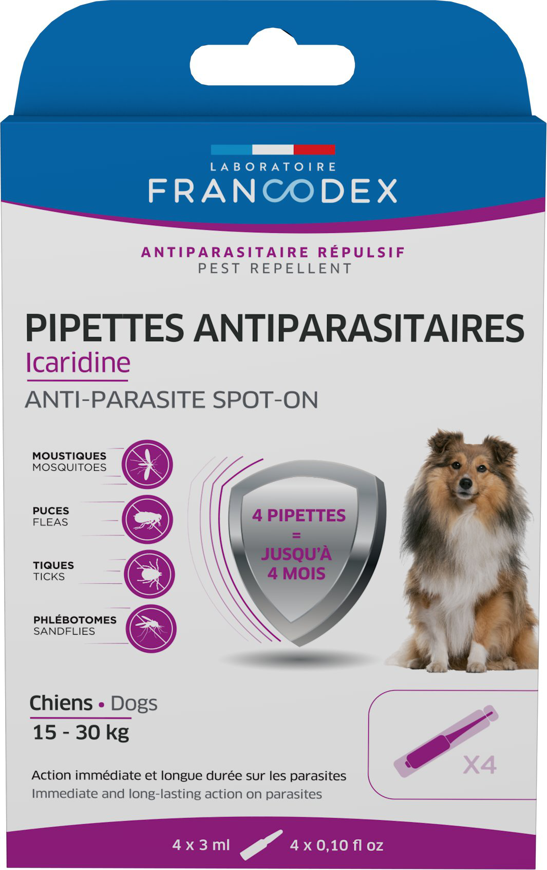 Francodex - Pipettes Antiparasitaires Icardine pour Chiens Adultes - x4 Image num&eacute;ro 1