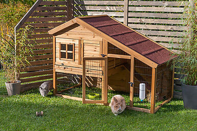 Trixie - natura clapier avec enclos 2 étages brun foncé -  151x107x80cm