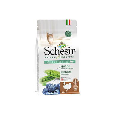 Schesir - Croquettes Natural Selection Adulte à la Dinde pour Chat Stérilisé - 1,4Kg