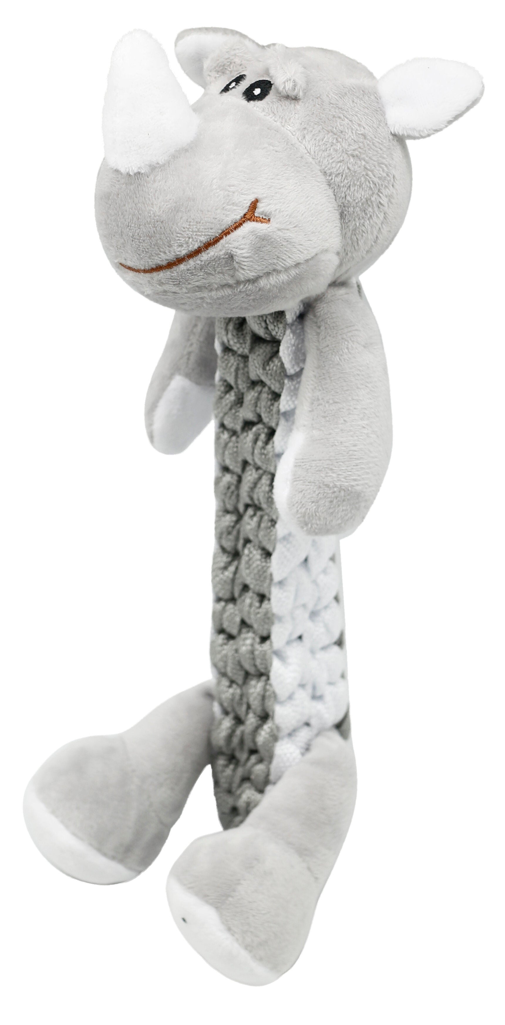 Animalis - Jouet Peluche et Corde Tress&eacute;e Rhinoc&eacute;ros pour Chien - 30cm Image num&eacute;ro 1
