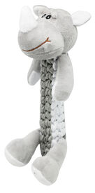 Animalis - Jouet Peluche et Corde Tress&eacute;e Rhinoc&eacute;ros pour Chien - 30cm