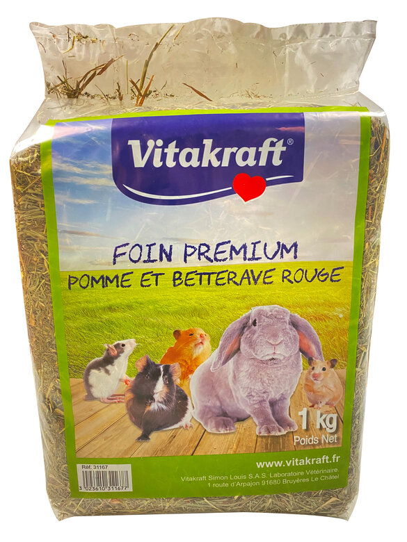 Vitakraft - Foin Premium Pomme et Betterave Rouge pour Rongeurs - 1Kg image number null
