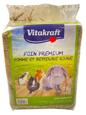 Vitakraft - Foin Premium Pomme et Betterave Rouge pour Rongeurs - 1Kg