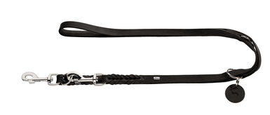 Hunter - Laisse Solid Education en Cuir de Bœuf  Noir