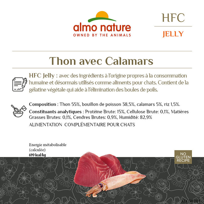 Almo Nature - Pâtée Hfc Jelly Thon Avec Calamars - 70g Image numéro 3 Almo Nature - Pâtée Hfc Jelly Thon Avec Calamars - 70g Image numéro 3