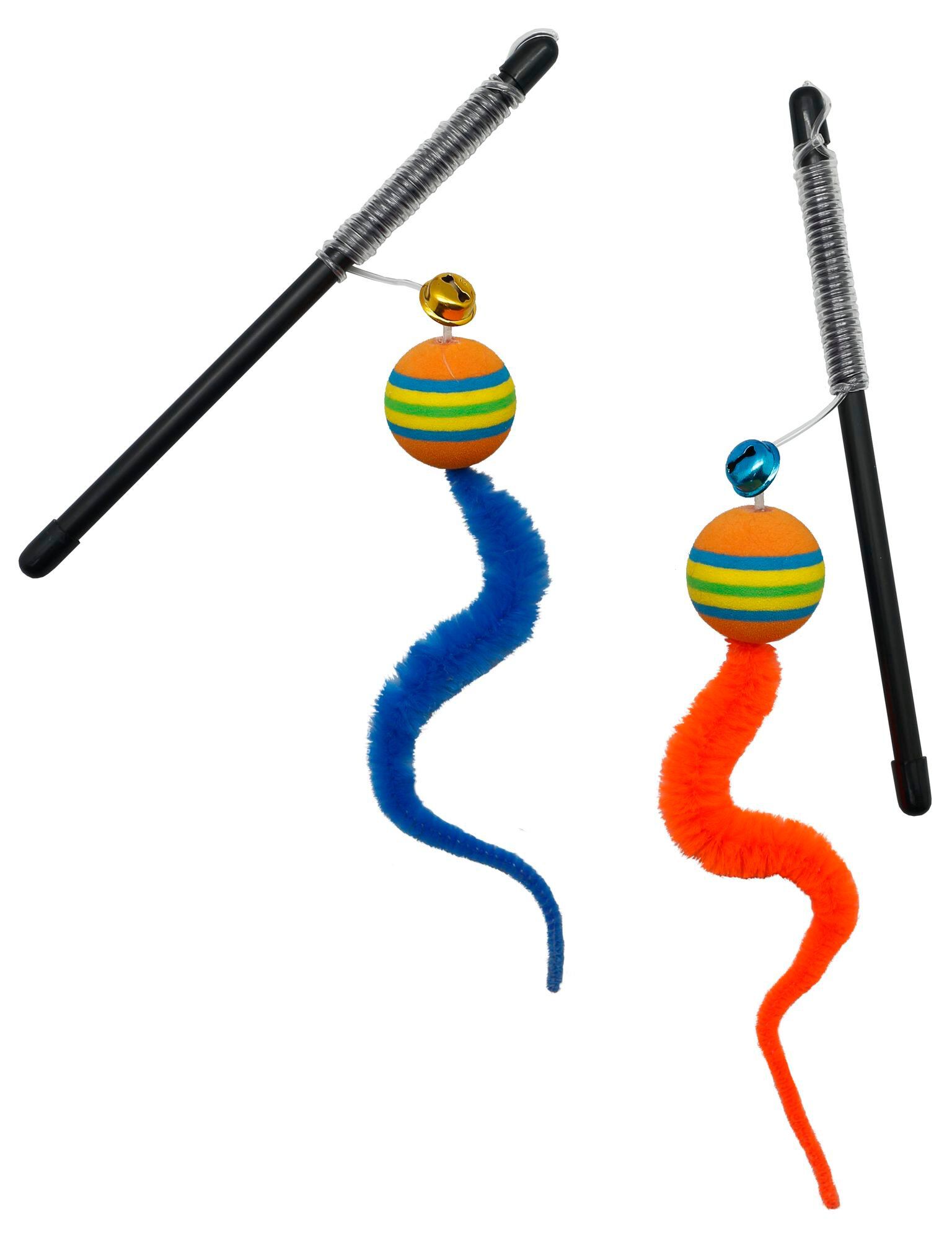 Anka - Canne &agrave; P&ecirc;che Balle Mousse et Serpentin pour Chat - 34cm Image num&eacute;ro 1