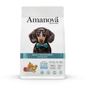 Amanova - Croquettes Adult Mini Exigent sans Céréales au Porc pour Chiens - 2Kg