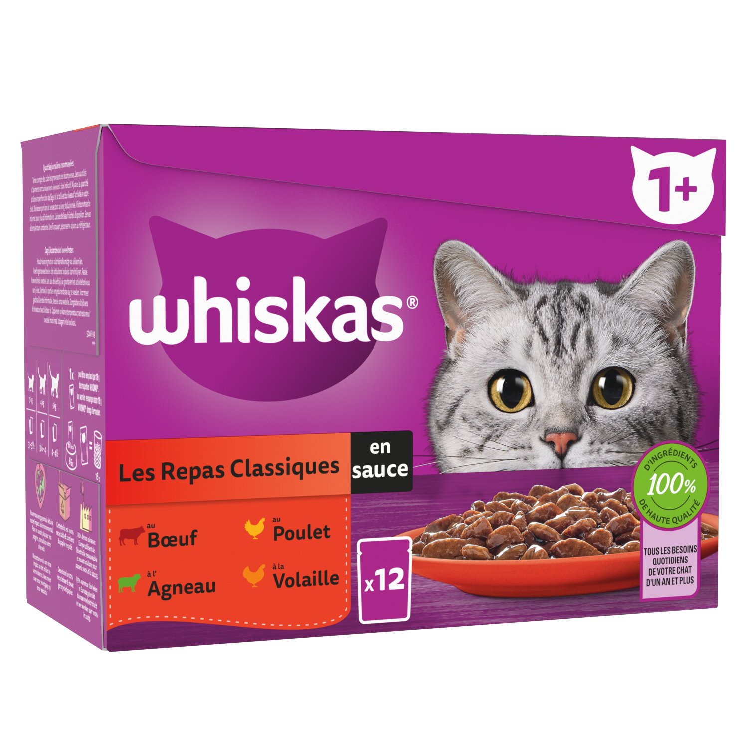 Whiskas - Sachets fra&icirc;cheur Les Repas Classiques en sauce pour chat adulte 4 vari&eacute;t&eacute;s - 12x85g Image num&eacute;ro 1