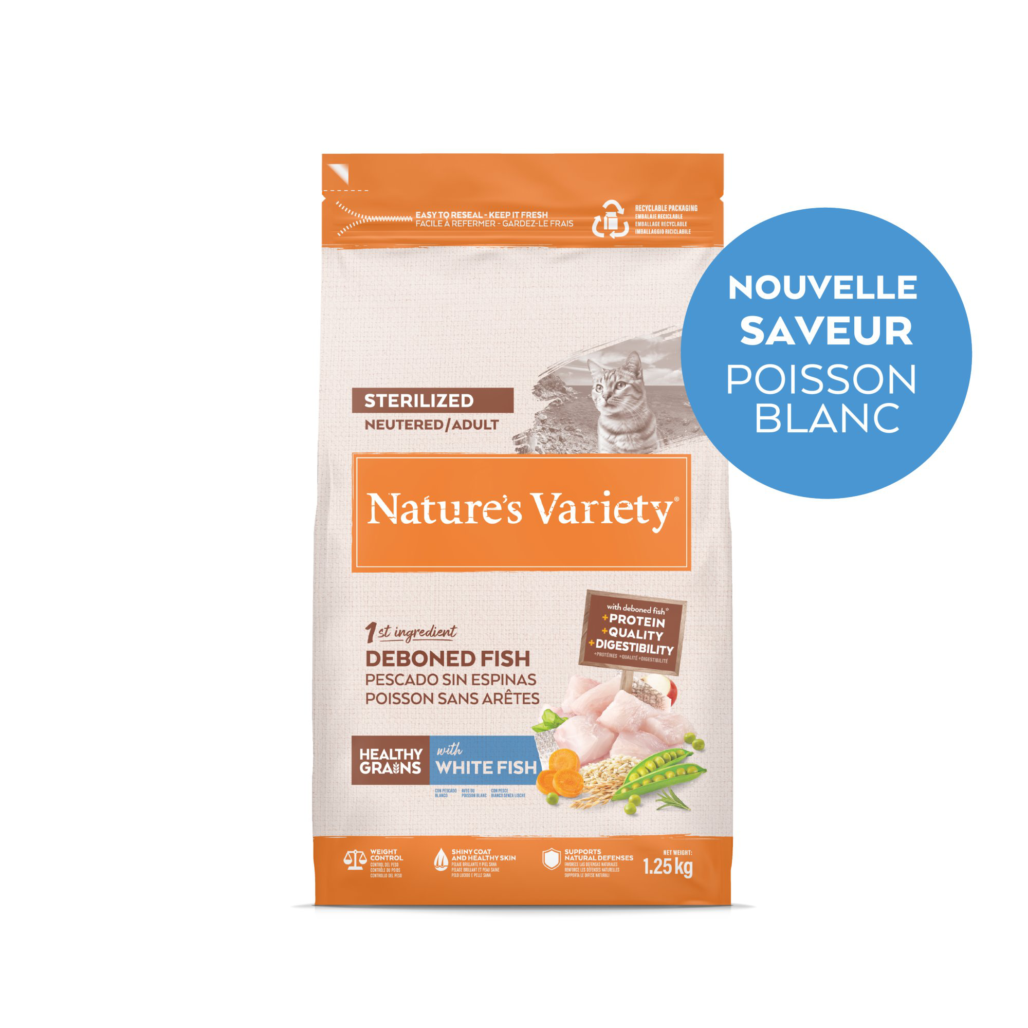 Nature's Variety - Croquettes Healthy Grains St&eacute;rilis&eacute; Au Poissons Blancs Pour Chats - 1,25kg Image num&eacute;ro 1