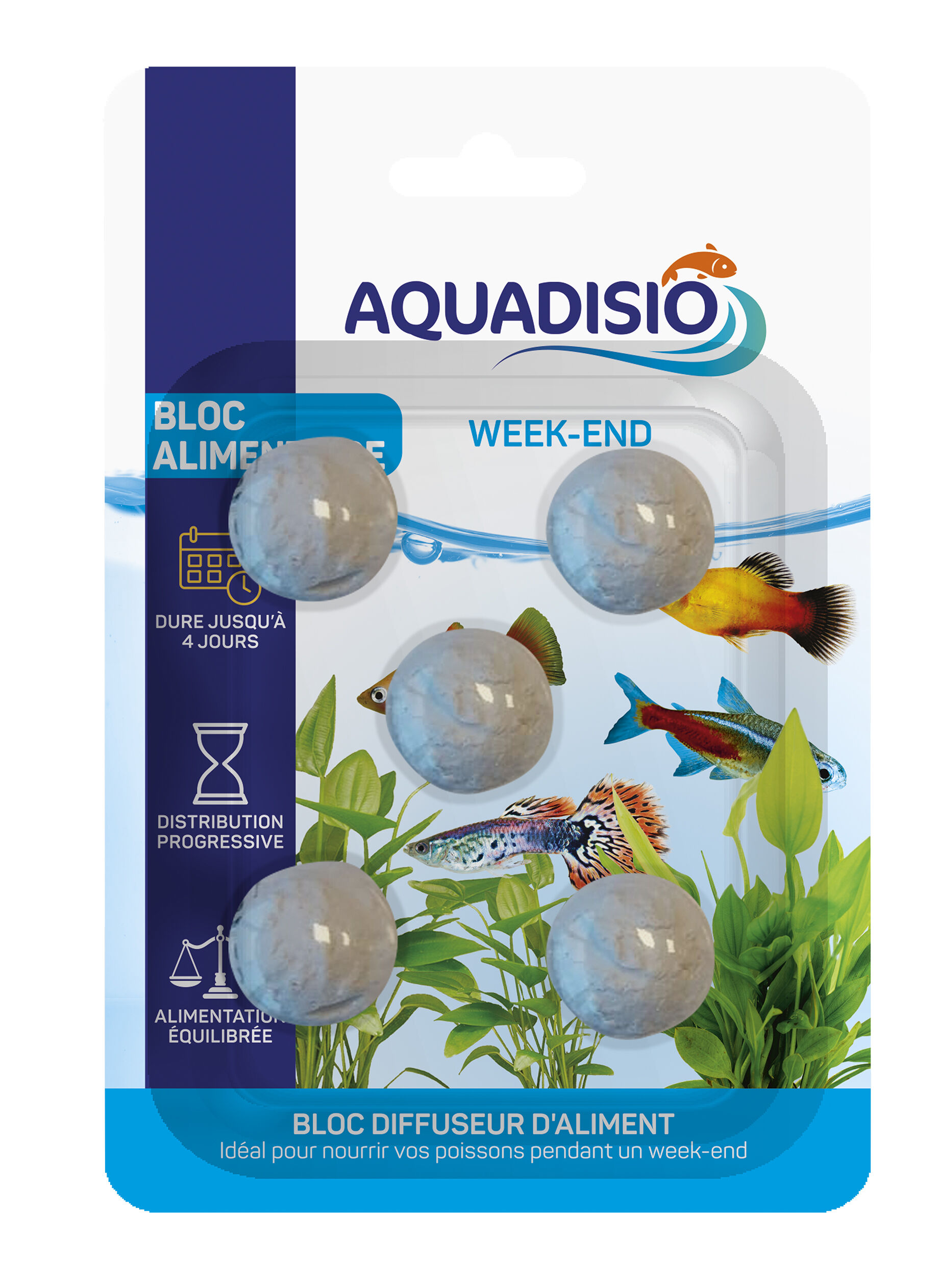 Aquadisio - 5 Bloc Alimentaire Weekend pour Poissons - 100g Image num&eacute;ro 1