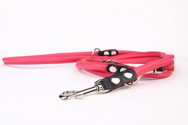 Yogipet - Laisse en Cuir Réglable Rose - 220cm