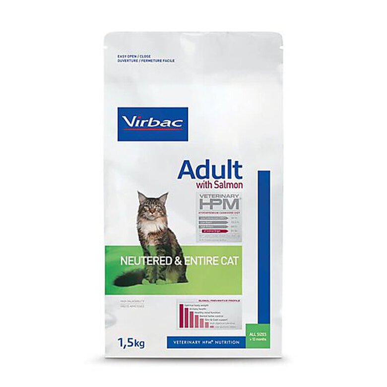 Virbac - Croquettes Veterinary HPM Adult Neutered & Entire au Saumon pour Chats - 1.5Kg image number null