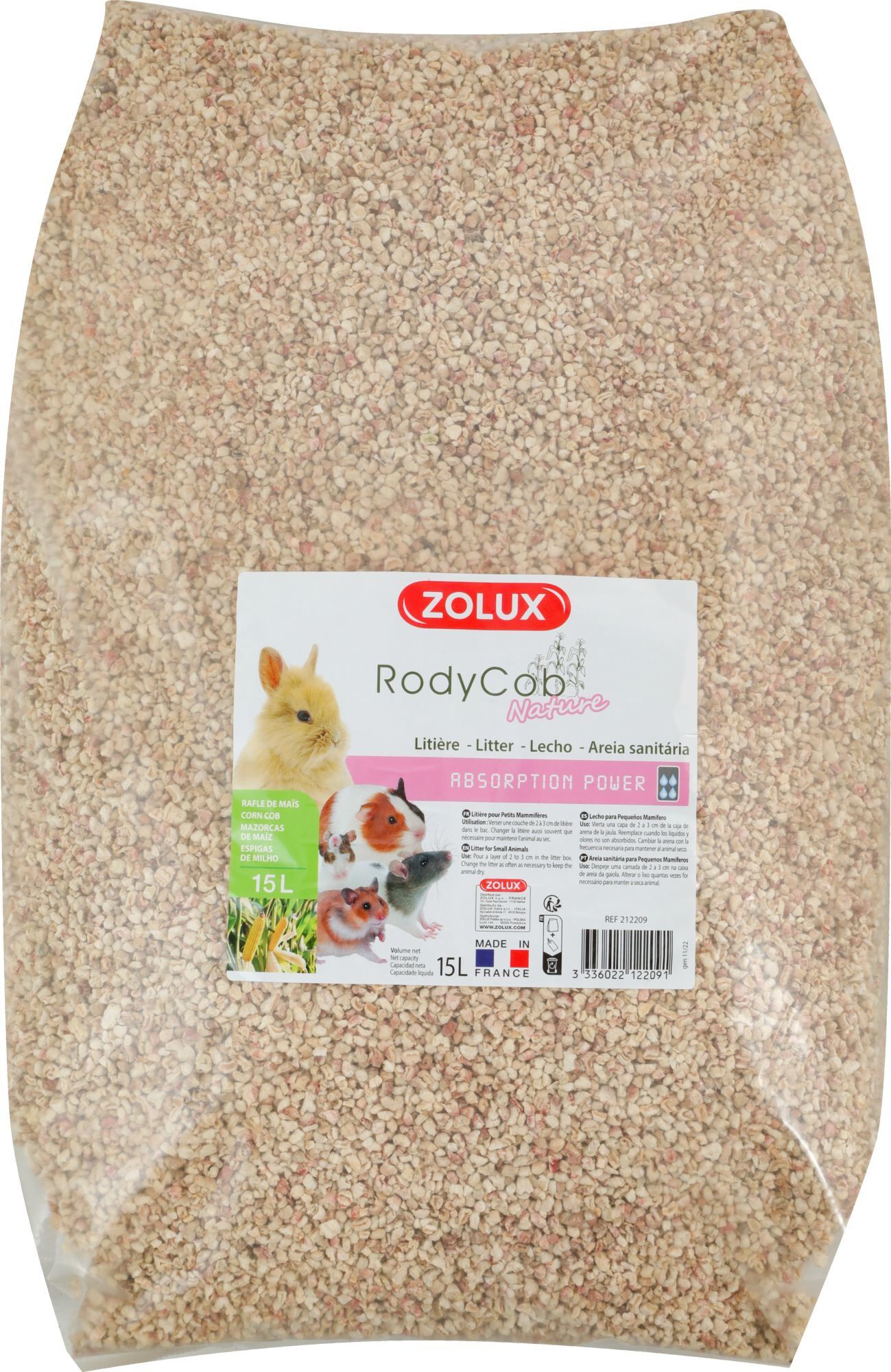 Zolux - Liti&egrave;re Rody'Cob Nature pour Rongeurs - 15L Image num&eacute;ro 1