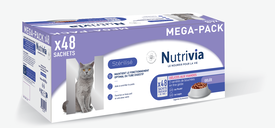 Nutrivia - Sachets en Gelée à la Viande pour Chats Adultes Stérilisés - 48x100g