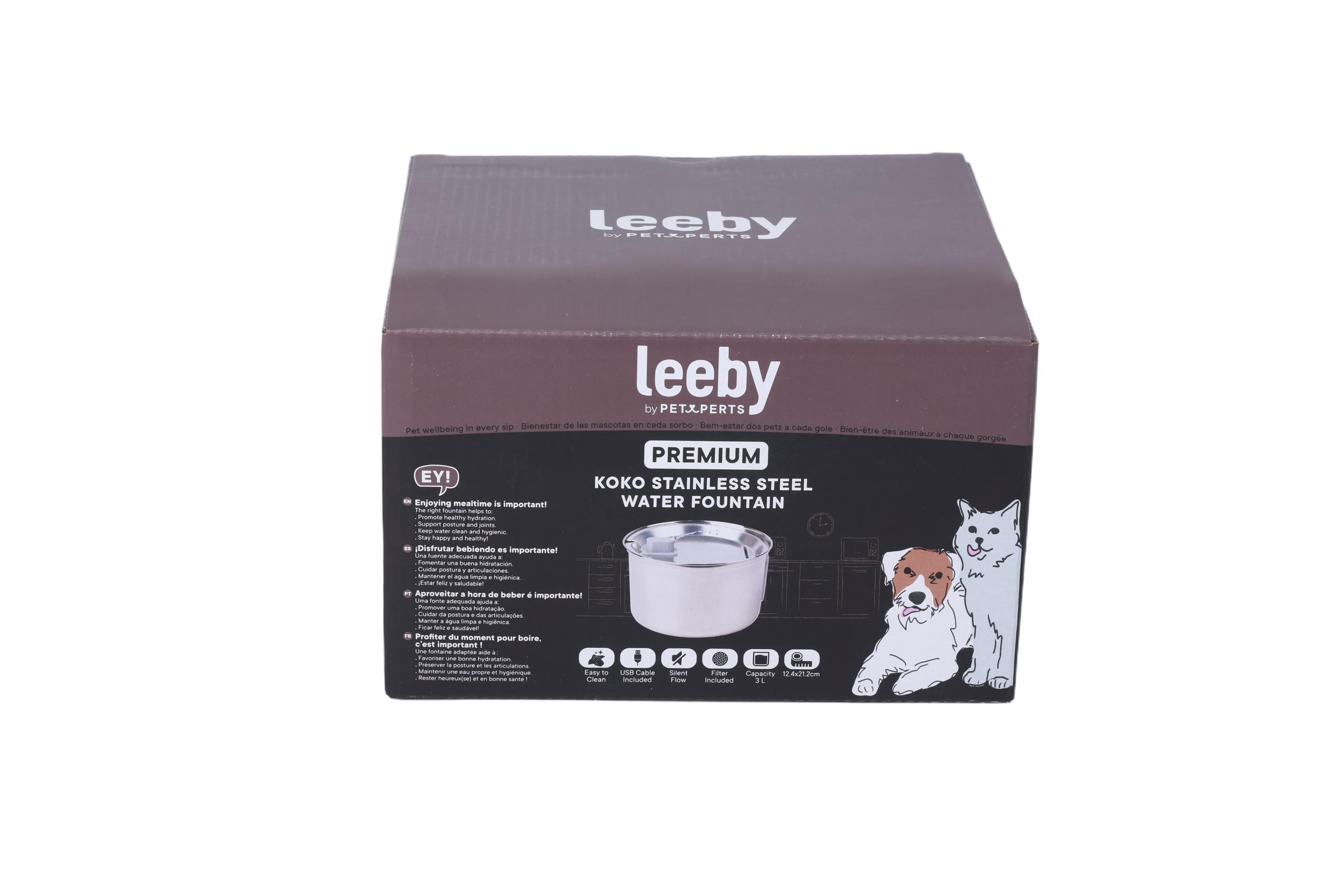 Leeby - Fontaine &agrave; Eau KOKO Acier Inoxydable pour Chiens et Chat - 3L Image num&eacute;ro 4